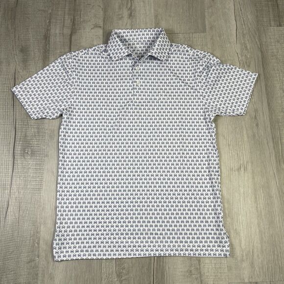 Rhoback Polo Shirt Men's Small Golf Logo The Blue Crab Performance AOP EUC  N - Picture 1 of 9